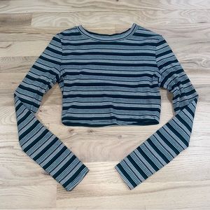 Striped Long Sleeve Crop Top